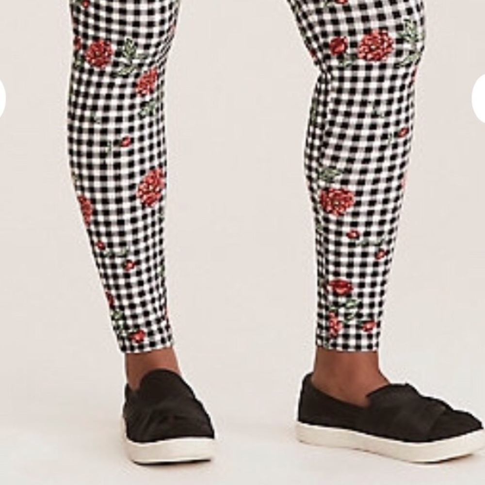 Plaid Floral plus size leggings